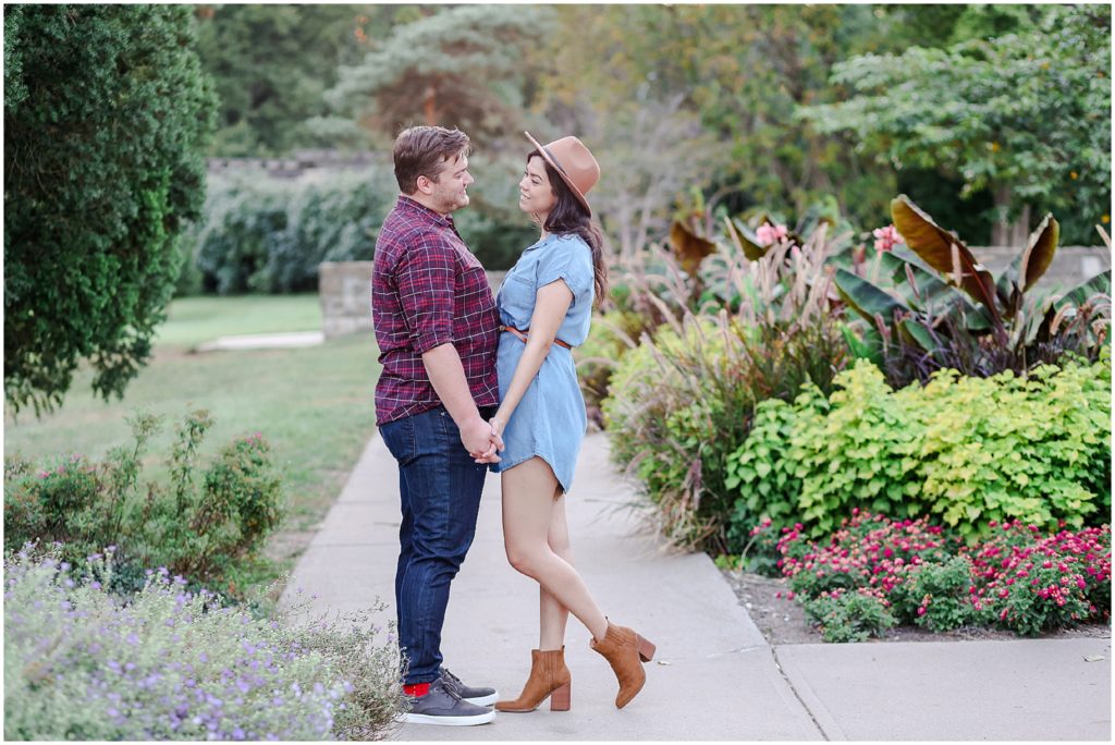 lush summer garden engagement photos loose park kc