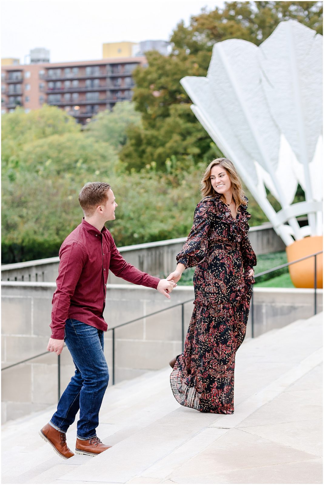 Kansas City Engagement Photos & Wedding Photographer - Nelson Atkins Museum - Location ideas of where to take photos - Oakwood Country Club Wedding Photographer - engagement session