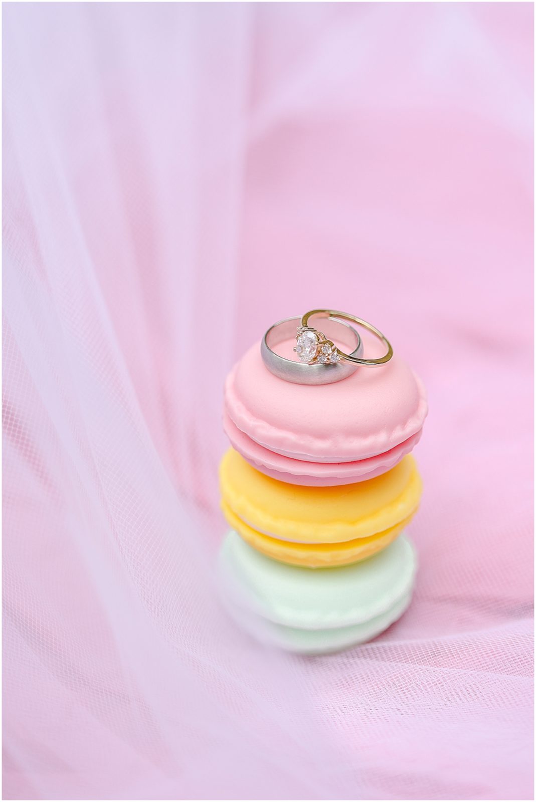 wedding ring detail photo on macaroon 