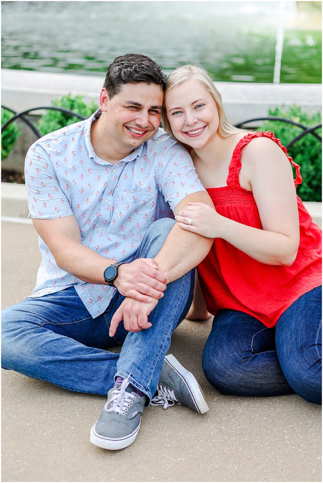 zach and sarah looking cute for their engagement photos 