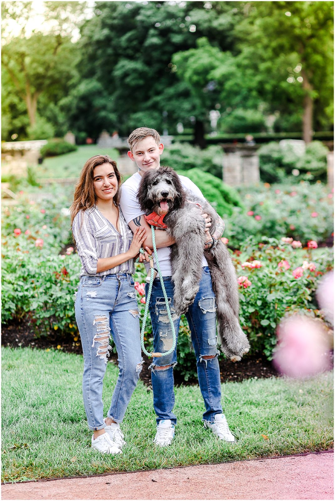 Kansas City Plaza Engagement Photos - Cute engagement photo ideas with a dog - loose park