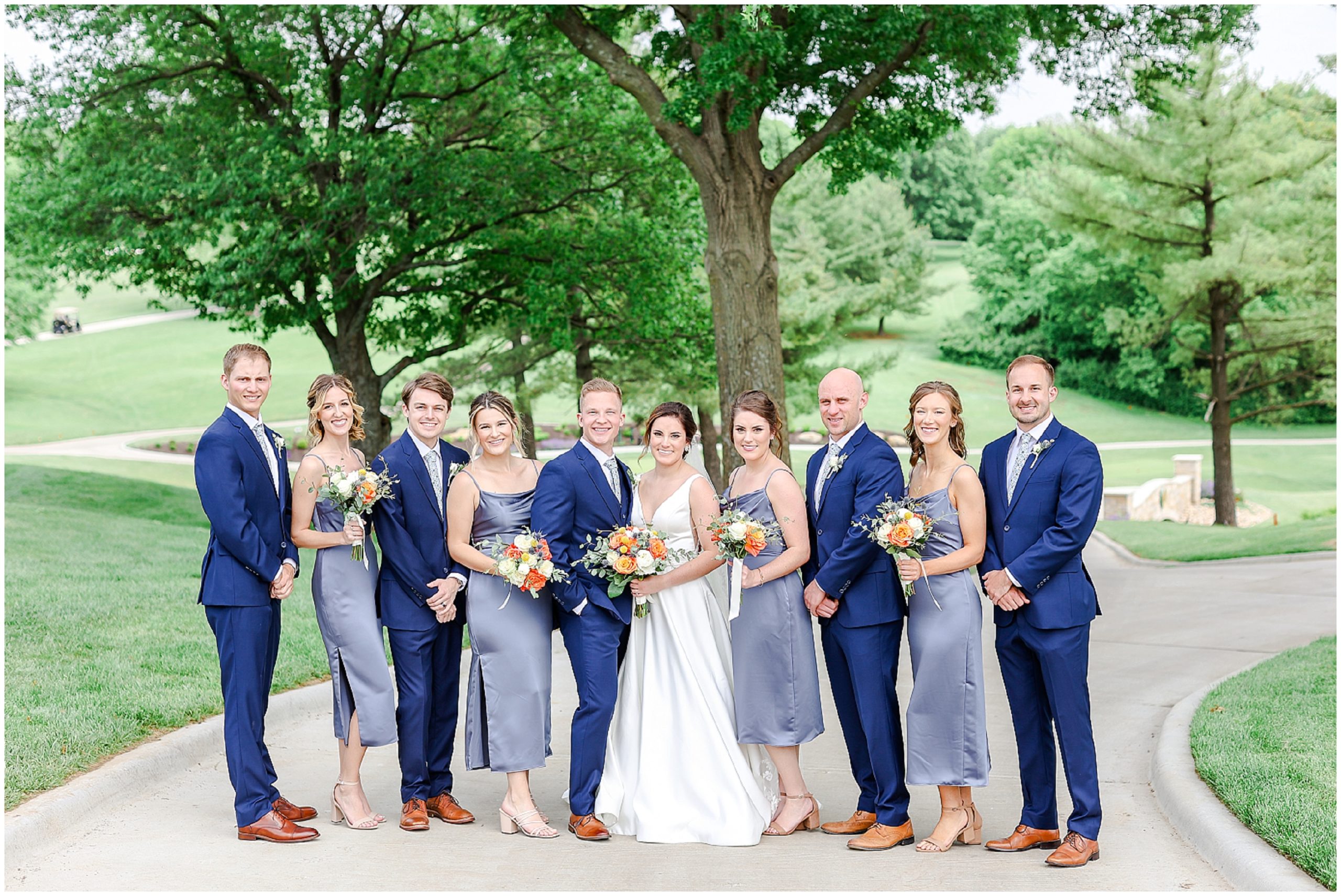 bridal party wearing blue 