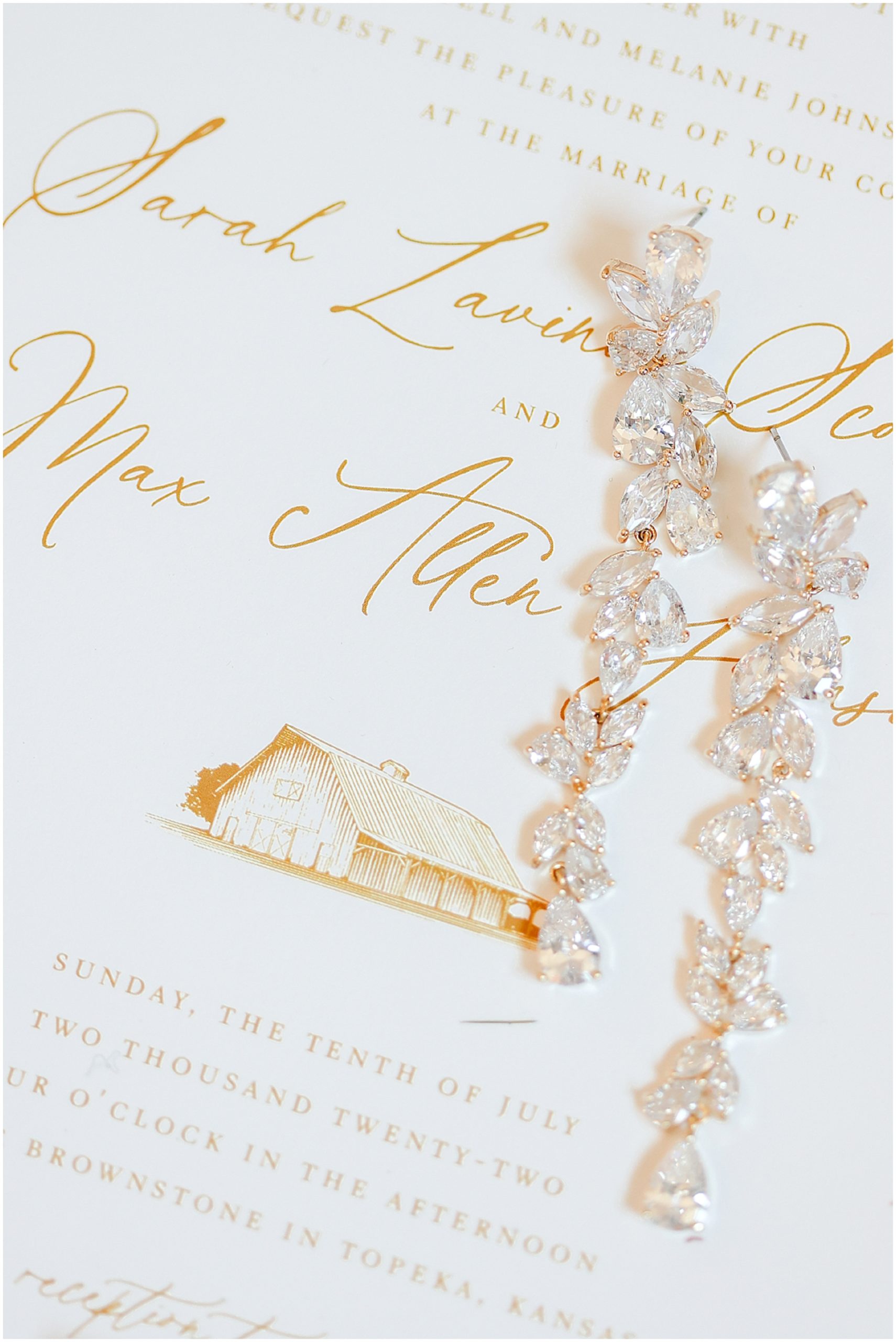 wedding earrings on wedding invites