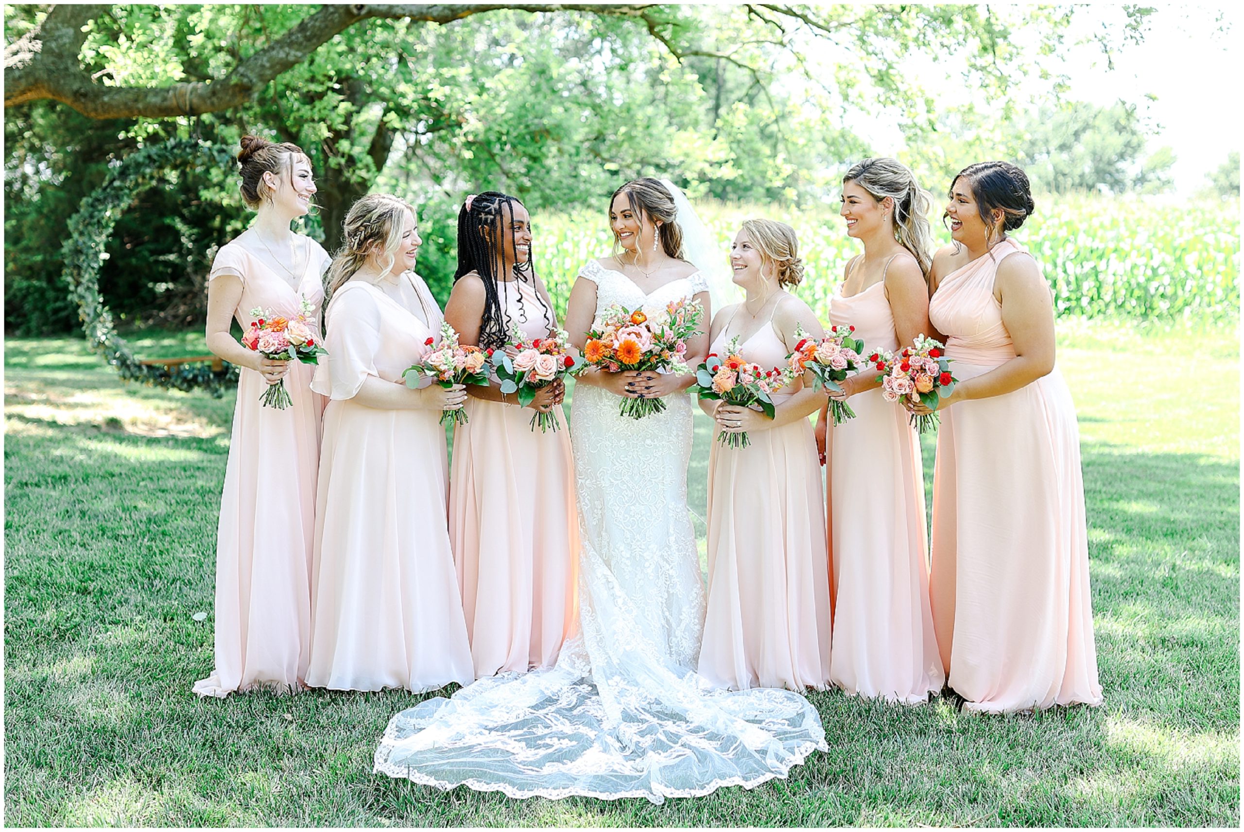 happy colorful wedding photography - light and airy photographer - photography education - photography educator - brownstone topeka  - bridal party 