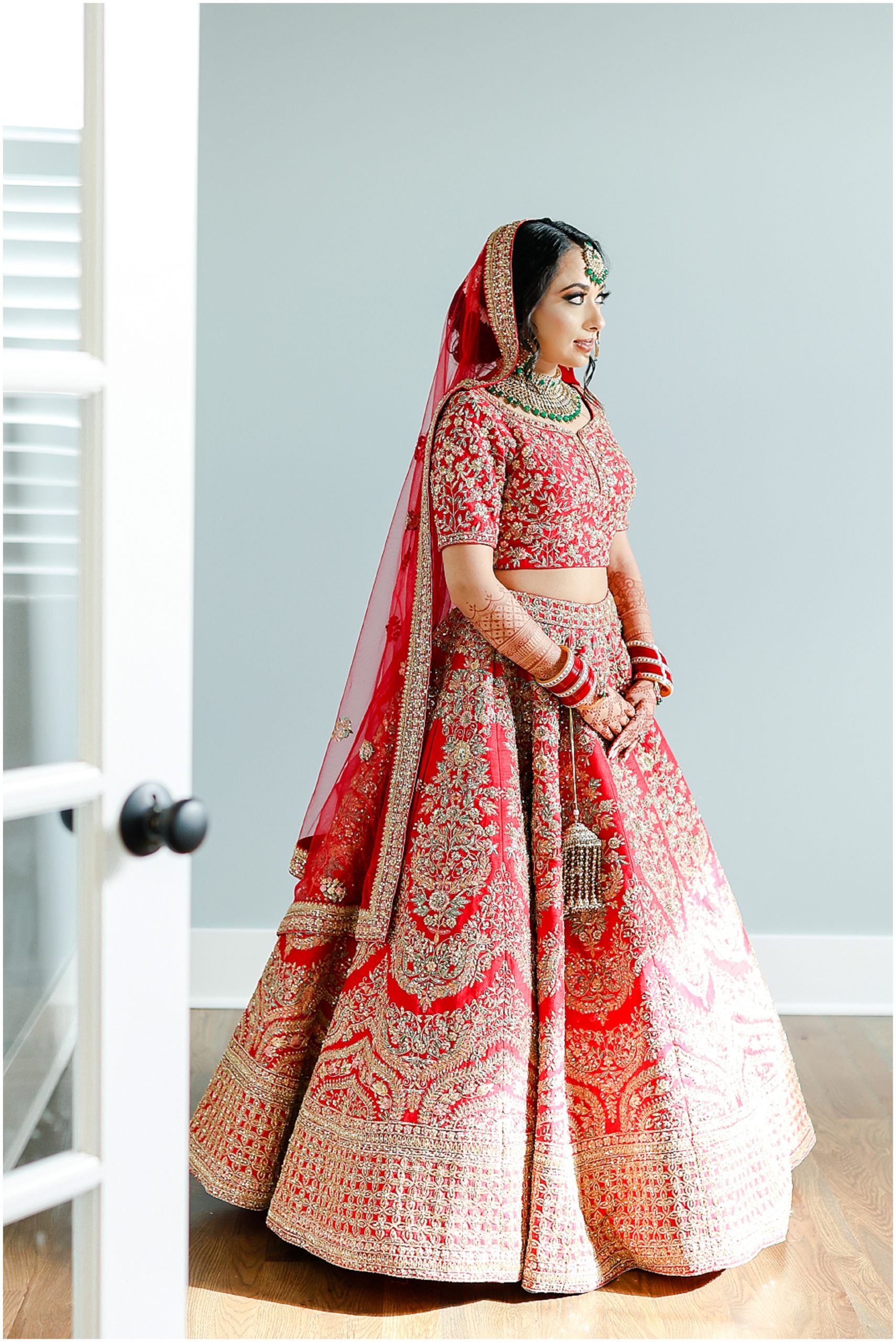 beautiful indian bride wedding photography looking out the window - Sikh Indian Wedding in Kansas City - Wedding Photographer in Kansas Overland Park - Indian Fusion Wedding Photography