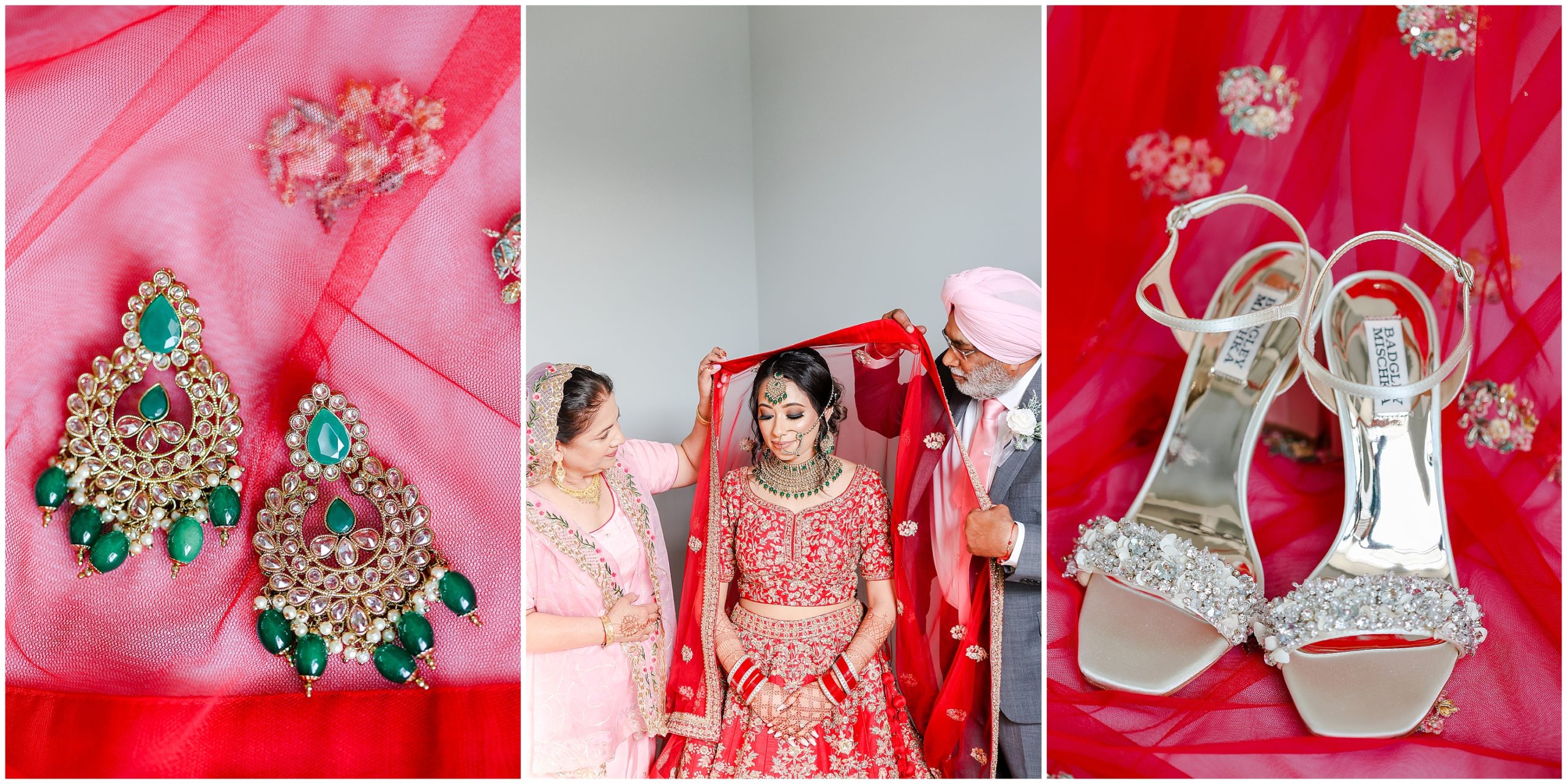 mom and dad getting indian bride ready for her wedding - wedding photography
