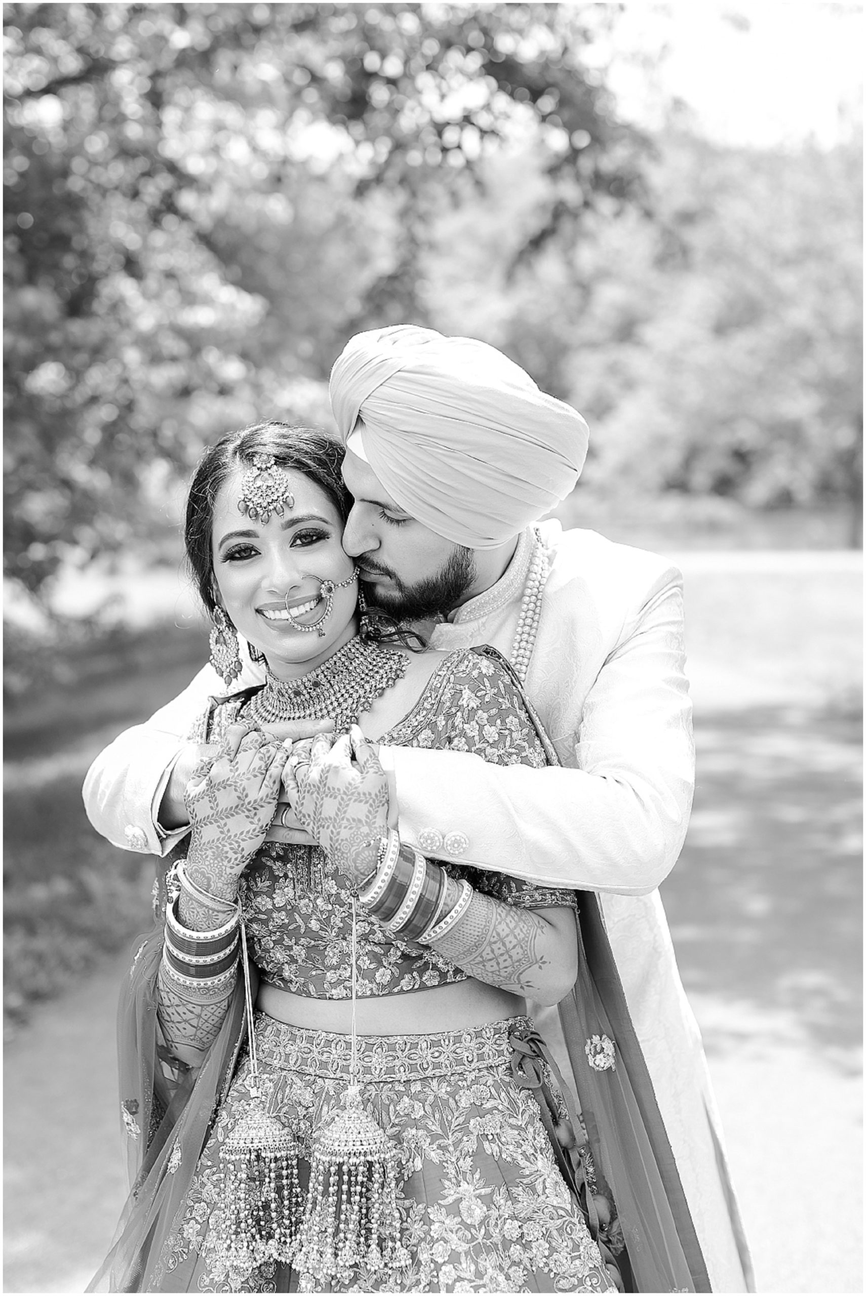 Sikh Indian Wedding in Kansas City - Wedding Photographer in Kansas Overland Park - Indian Fusion Wedding Photography  - Bride & Groom Portraits at Shawnee Mission Park - Wedding Photos for Indian Photography