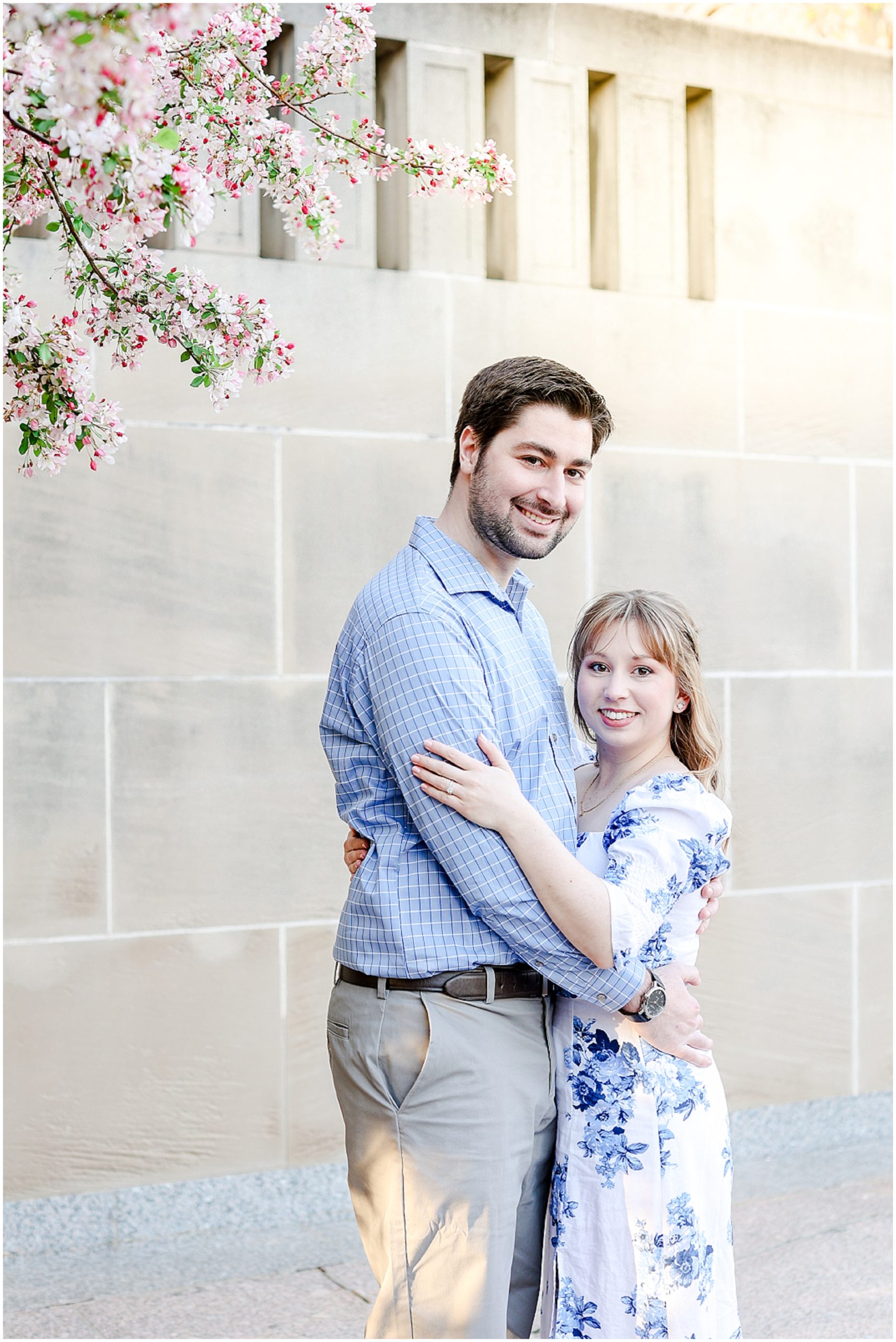 Look at what they wore for their engagement photos! Spring Engagement Photos with Ali & Connor at the Nelson Atkins Museum in Kansas City by best wedding photographer Mariam Saifan Photography - Engagement and Wedding Style Guide - What to Wear and Where to Take Your Photos in Kansas City 