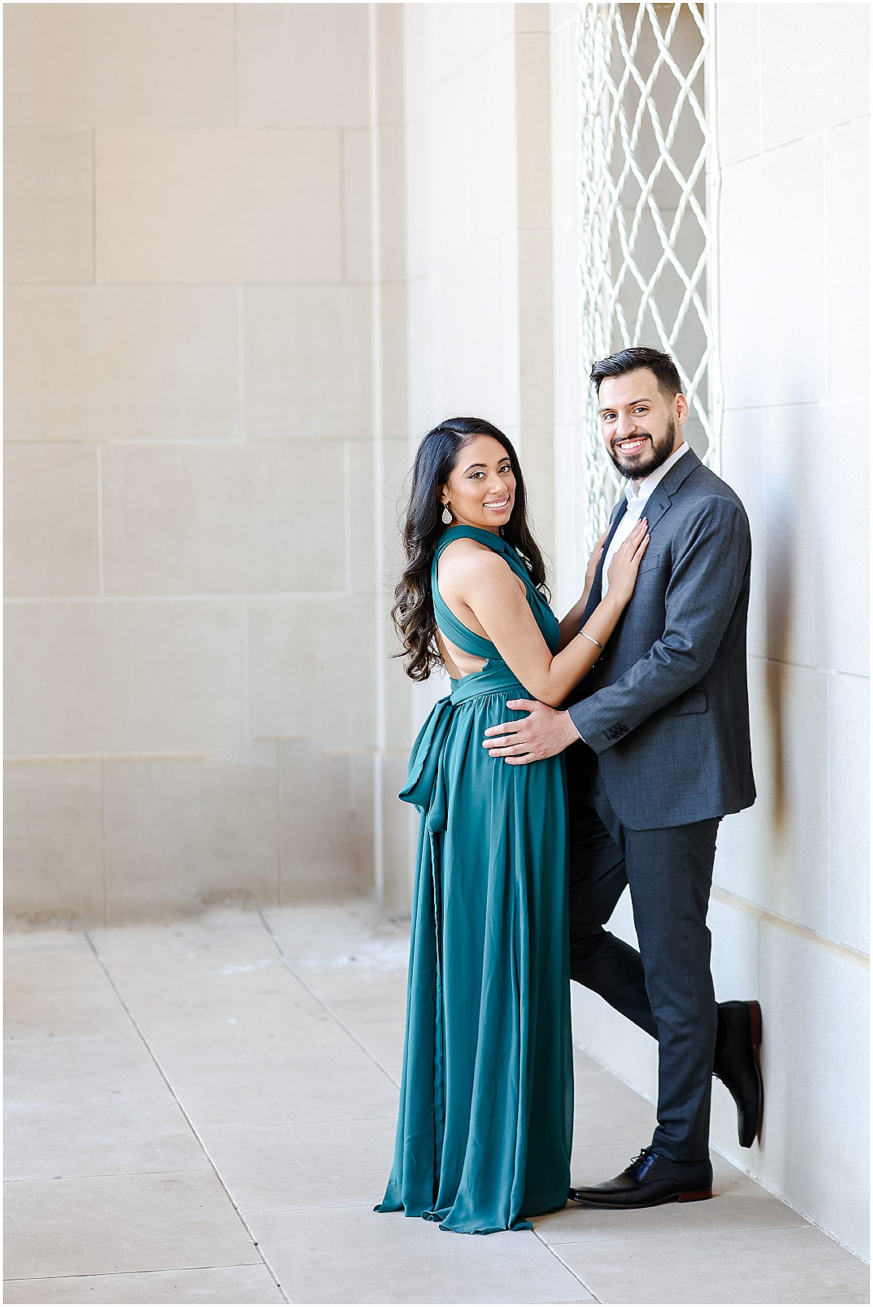 Fusion Indian Engagement Photos at Kansas City Nelson Atkins Museum for Bryant & Kaman - Mariam Saifan Photography - Where to take Engagement Photos - What to Wear to Engagement Session - Style Guide - Best Indian Wedding Photography Kansas City and STL