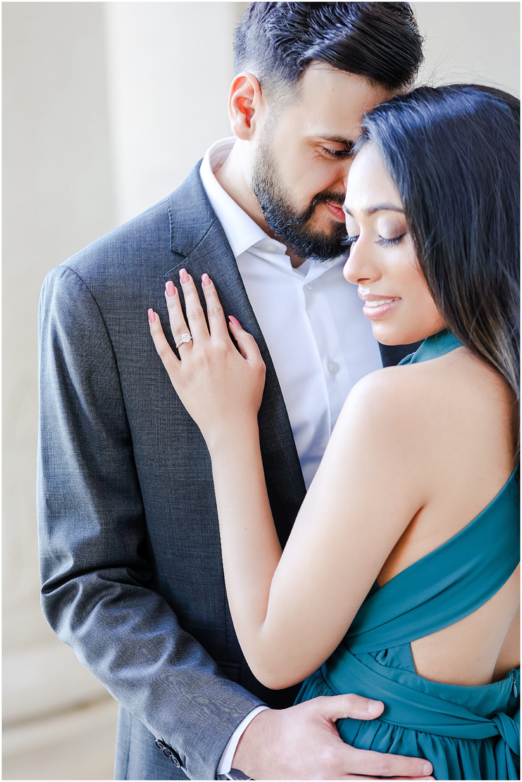 Fusion Indian Engagement Photos at Kansas City Nelson Atkins Museum for Bryant & Kaman - Mariam Saifan Photography - Where to take Engagement Photos - What to Wear to Engagement Session - Style Guide - Best Indian Wedding Photography Kansas City and STL