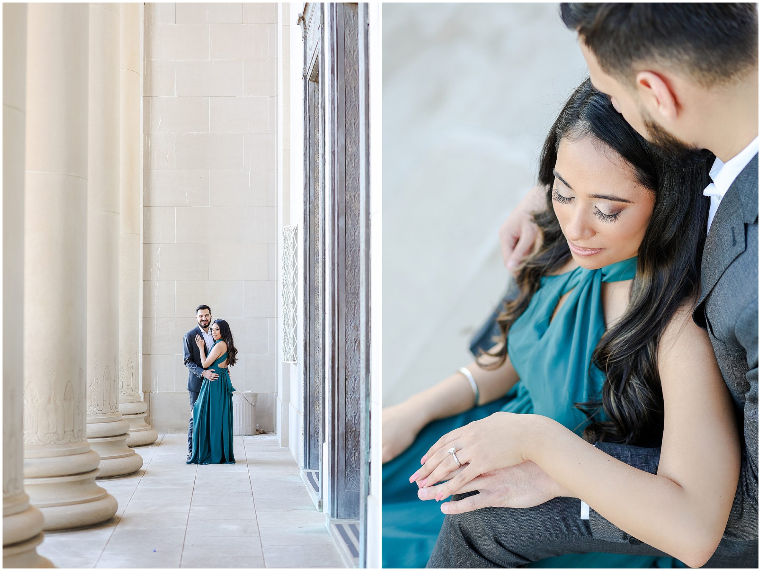 Fusion Indian Engagement Photos at Kansas City Nelson Atkins Museum for Bryant & Kaman - Mariam Saifan Photography - Where to take Engagement Photos - What to Wear to Engagement Session - Style Guide - Best Indian Wedding Photography Kansas City and STL