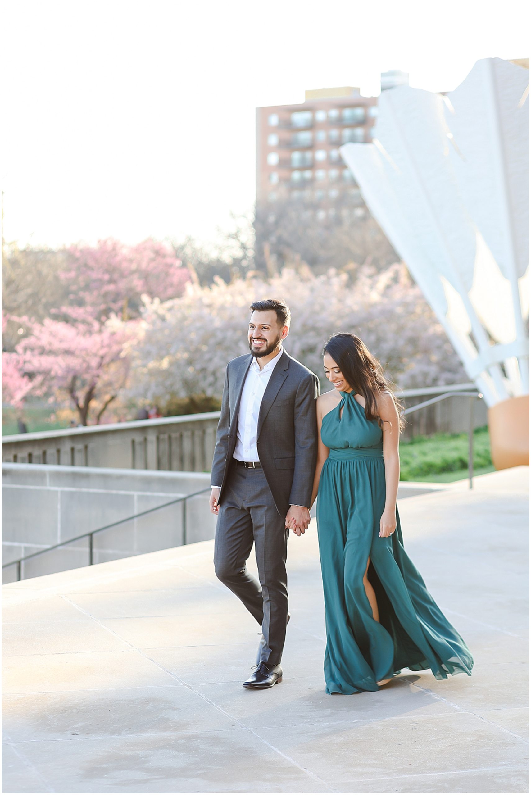 Fusion Indian Engagement Photos at Kansas City Nelson Atkins Museum for Bryant & Kaman - Mariam Saifan Photography - Where to take Engagement Photos - What to Wear to Engagement Session - Style Guide - Best Indian Wedding Photography Kansas City and STL