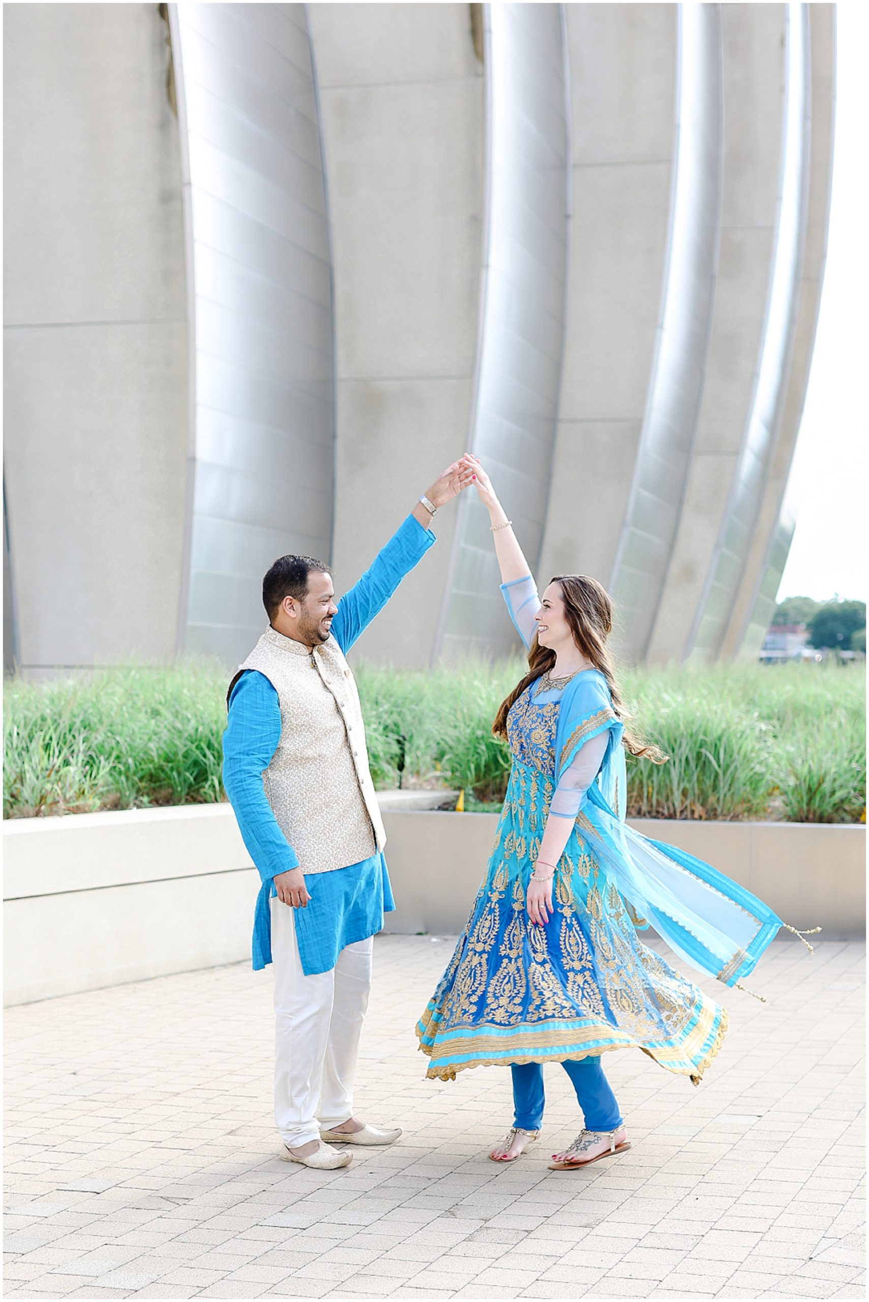 Union Station Indian Wedding Kansas City Wedding Venue - Liberty Memorial Engagement Session - Where to take photos in Kansas - Family Photos - Fusion Indian American Engagement Session