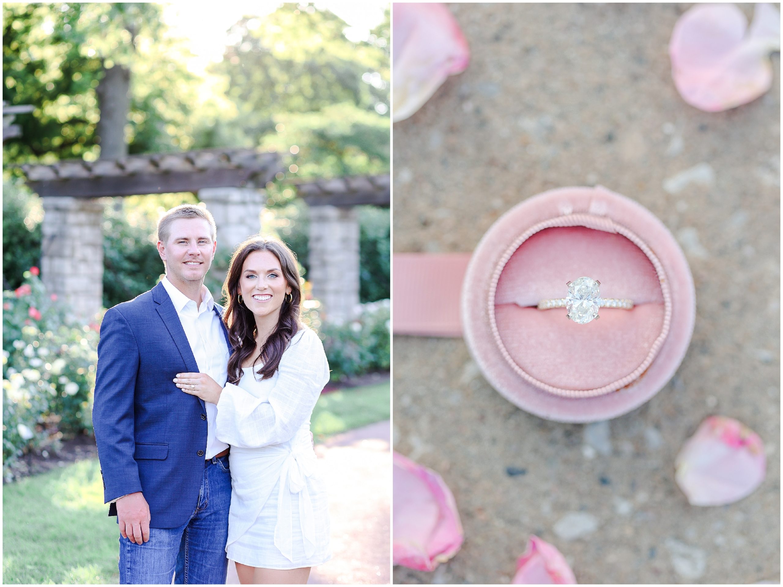 diamond engagement ring - Kansas City Engagement & Wedding Photographer - Rachel & Kyle's Engagement Portraits by Mariam Saifan Photography - Loose Park photos - What to Wear for Your Engagement Portraits - Style Guide - Loose Park Engagement Session - Where to Take Photos in Kansas City