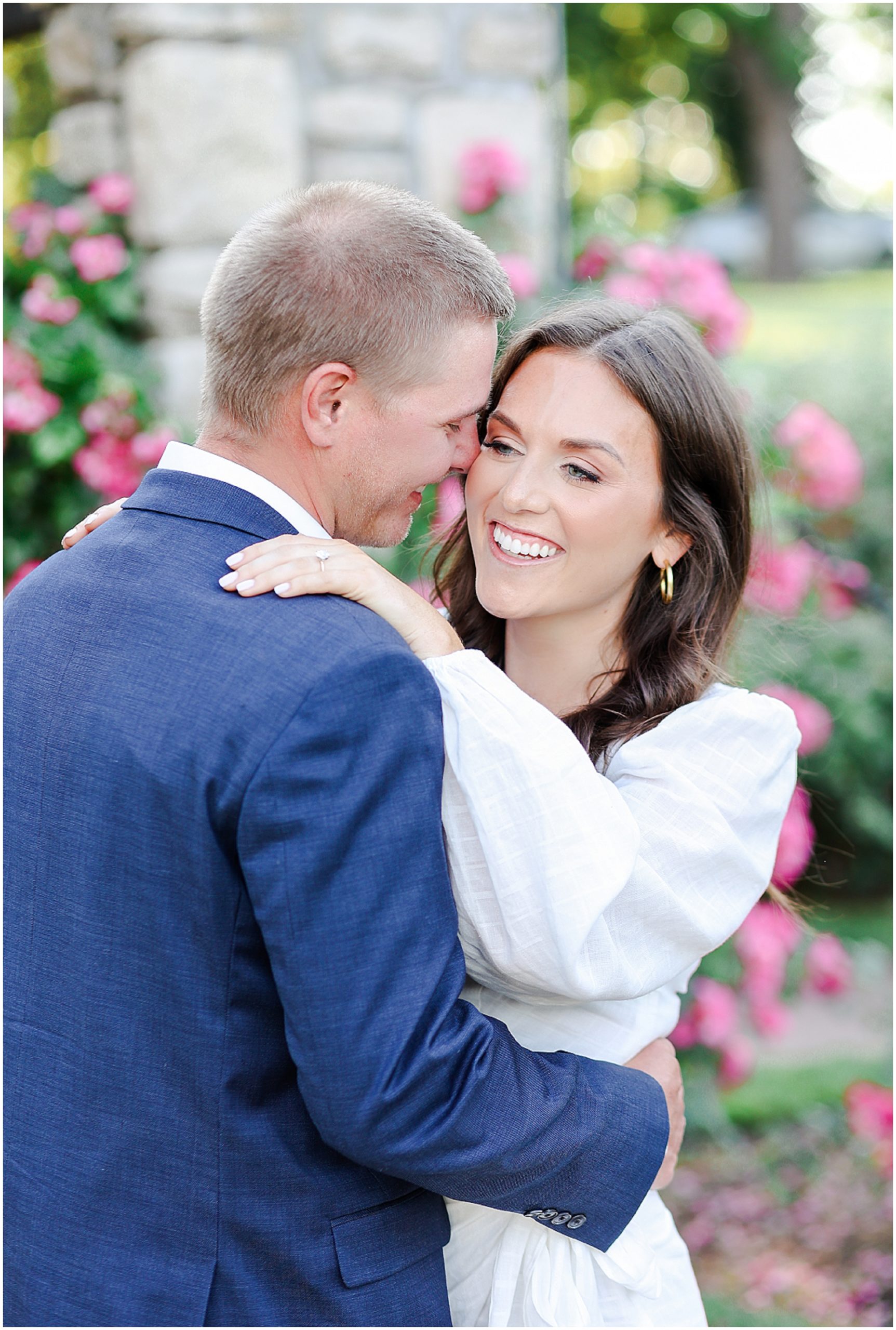 happy bride and groom - Kansas City Engagement & Wedding Photographer - Rachel & Kyle's Engagement Portraits by Mariam Saifan Photography - Loose Park photos - What to Wear for Your Engagement Portraits - Style Guide - Loose Park Engagement Session - Where to Take Photos in Kansas City