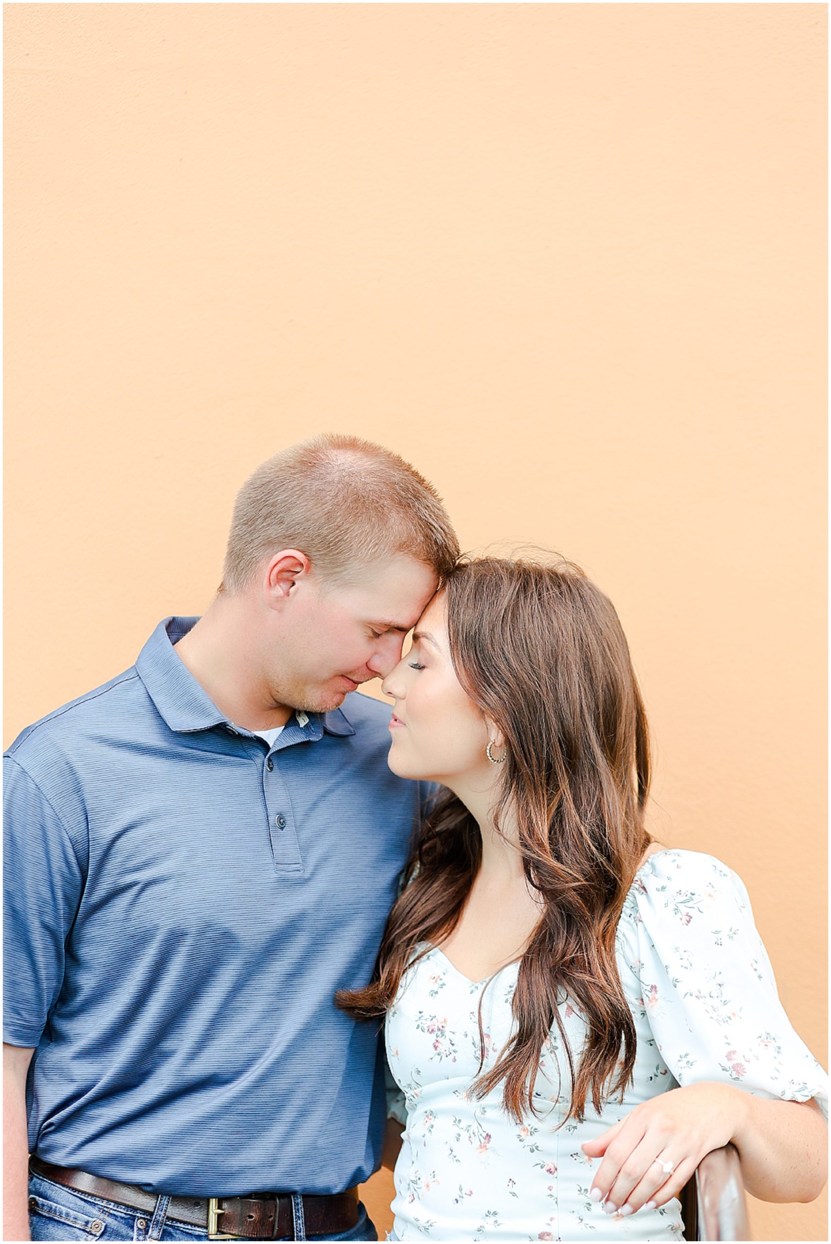 Where to take photos in Kansas City - Wedding and Engagement Photos Overland Park Kansas - Mariam Saifan Photography - Loose Park - Light and Airy Wedding Photographer - Orange Backdrop 