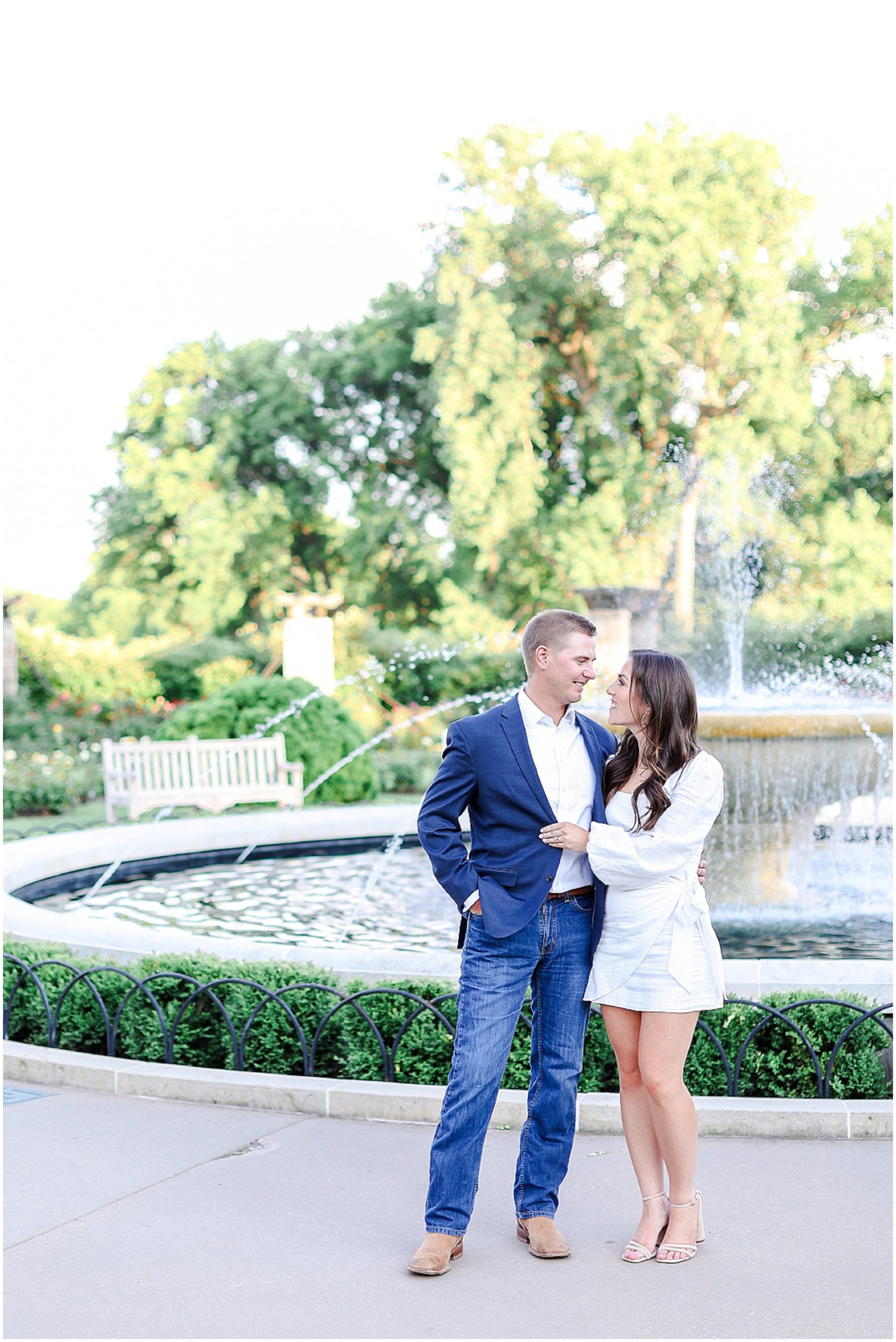 Where to take photos in Kansas City - Wedding and Engagement Photos Overland Park Kansas - Mariam Saifan Photography - Loose Park - Light and Airy Wedding Photographer  - engagement photos with a fountain 
