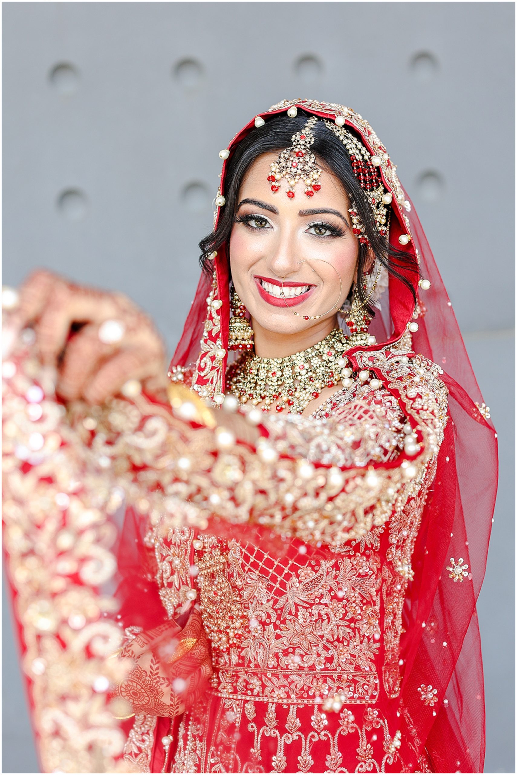 Beautiful Bride - Pakistani Indian Wedding in Kansas City at the Overland Park Marriott photographed by Mariam Saifan Photography | Red Indian Pakistani Muslim Wedding Dress | Hair & Makeup Ideas | Best Wedding Photographer in Kansas City and Destination Weddings