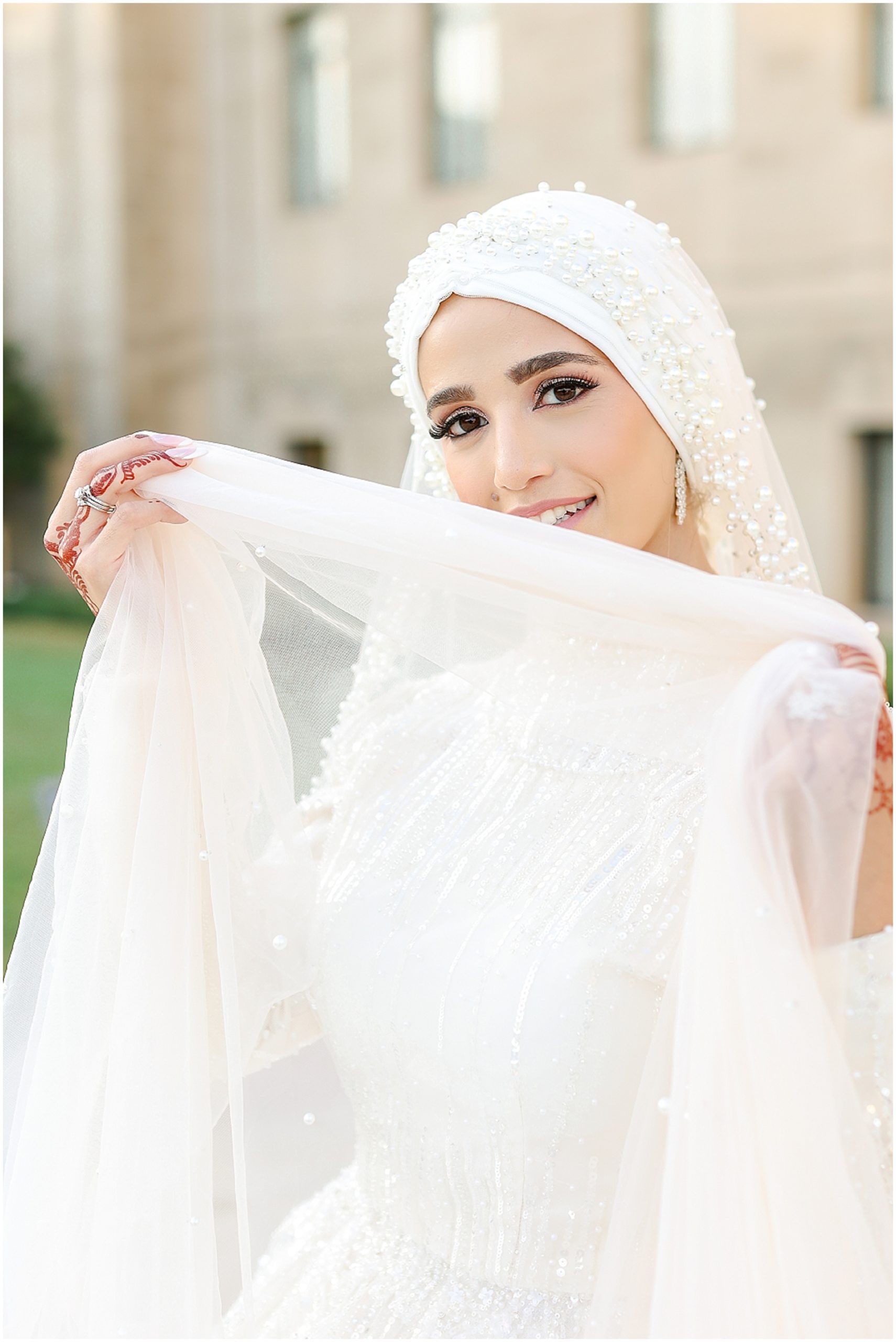 Damien & Noora's Arab Palestinian Wedding in Overland Park Kansas | Arab Wedding Photography in Kansas City & St. Louis Missouri | Chicago Arab Wedding Photographer | Beautiful Wedding Photos at the Nelson Atkins Museum KC | veil wedding dress | Muslim Wedding Dress | Hijabi Bride