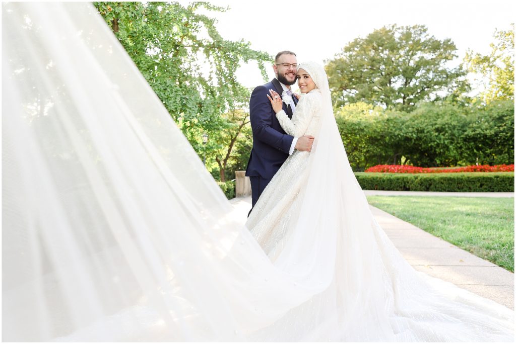 Damien & Noora's Arab Palestinian Wedding in Overland Park Kansas | Arab Wedding Photography in Kansas City & St. Louis Missouri | Chicago Arab Wedding Photographer | Beautiful Wedding Photos at the Nelson Atkins Museum KC | veil wedding dress | Muslim Wedding Dress | Hijabi Bride