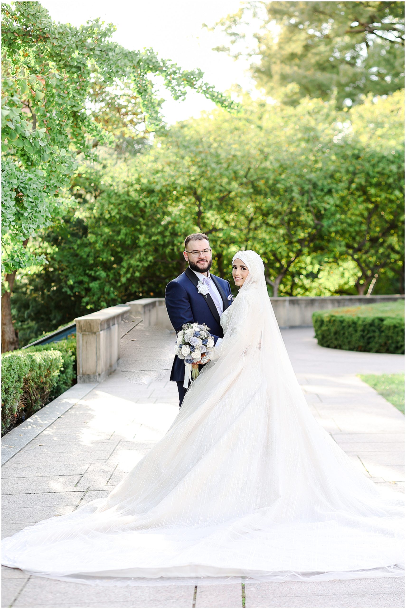 Damien & Noora's Arab Palestinian Wedding in Overland Park Kansas | Arab Wedding Photography in Kansas City & St. Louis Missouri | Chicago Arab Wedding Photographer | Beautiful Wedding Photos at the Nelson Atkins Museum KC | veil wedding dress | Muslim Wedding Dress | Hijabi Bride