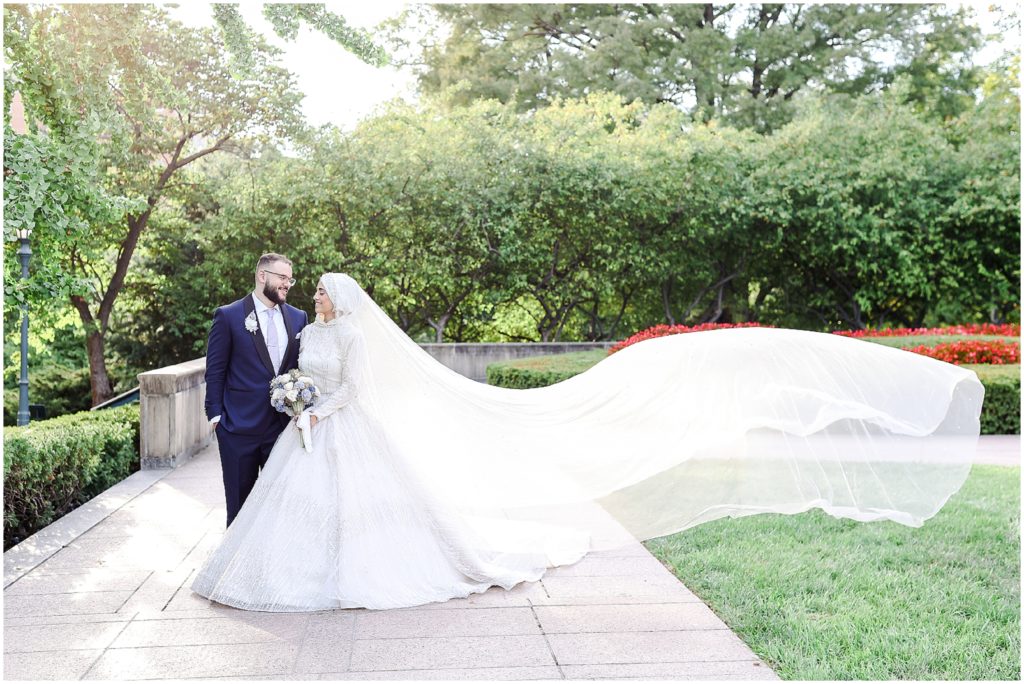 Damien & Noora's Arab Palestinian Wedding in Overland Park Kansas | Arab Wedding Photography in Kansas City & St. Louis Missouri | Chicago Arab Wedding Photographer | Beautiful Wedding Photos at the Nelson Atkins Museum KC | veil wedding dress | Muslim Wedding Dress | Hijabi Bride