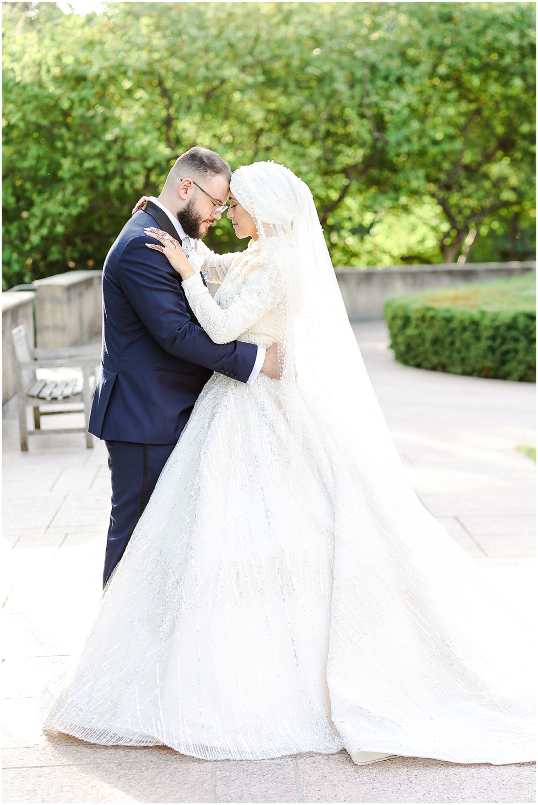 Damien & Noora's Arab Palestinian Wedding in Overland Park Kansas | Arab Wedding Photography in Kansas City & St. Louis Missouri | Chicago Arab Wedding Photographer | Beautiful Wedding Photos at the Nelson Atkins Museum KC | veil wedding dress | Muslim Wedding Dress | Hijabi Bride