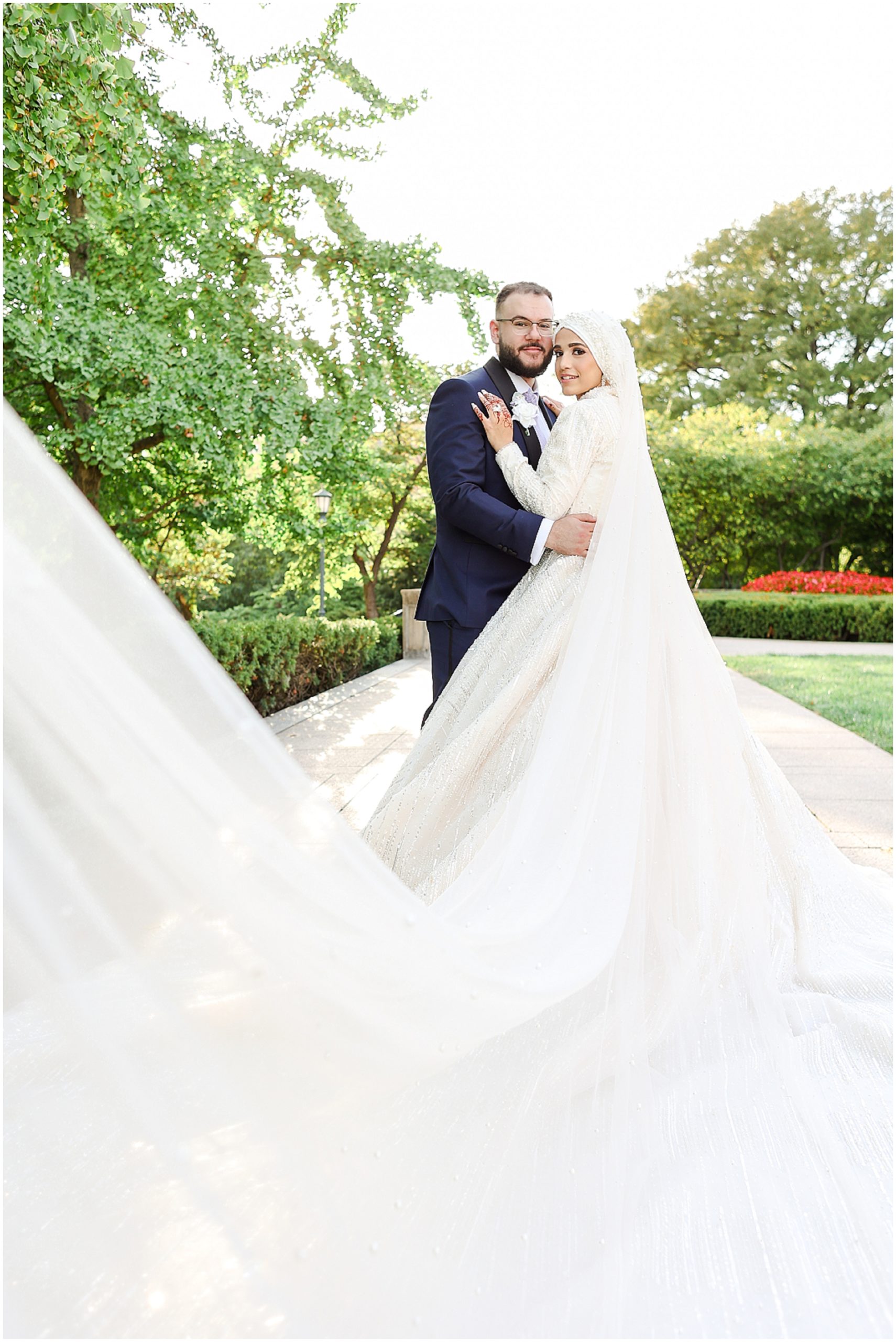 Damien & Noora's Arab Palestinian Wedding in Overland Park Kansas | Arab Wedding Photography in Kansas City & St. Louis Missouri | Chicago Arab Wedding Photographer | Beautiful Wedding Photos at the Nelson Atkins Museum KC | veil wedding dress | Muslim Wedding Dress | Hijabi Bride