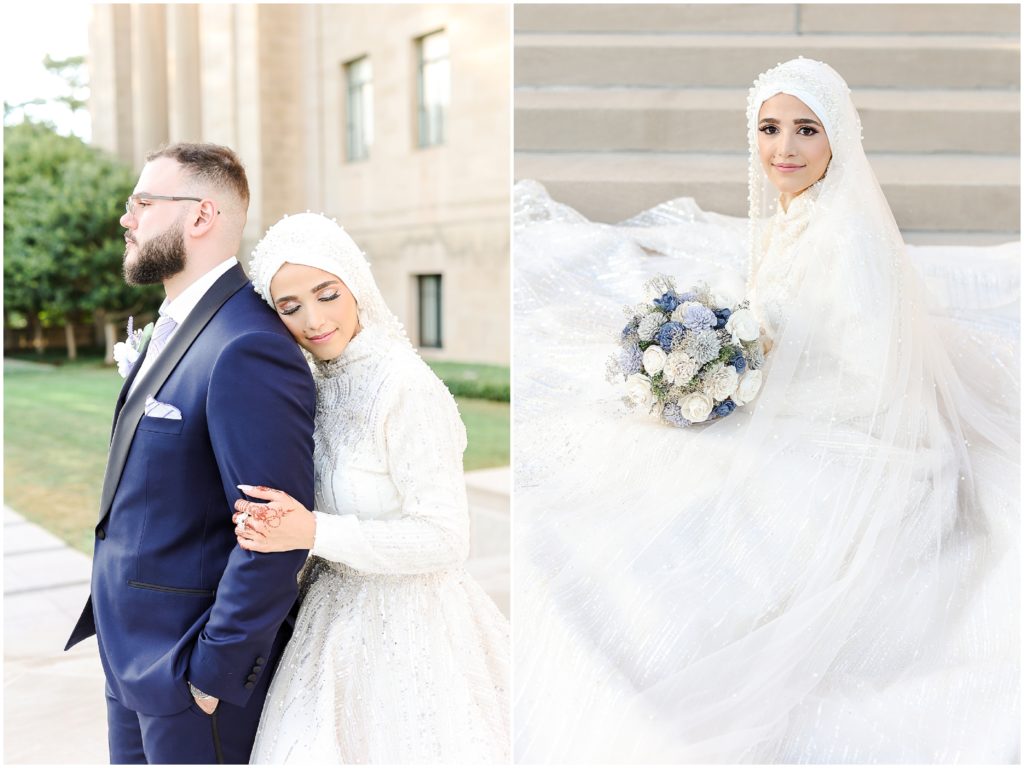 Damien & Noora's Arab Palestinian Wedding in Overland Park Kansas | Arab Wedding Photography in Kansas City & St. Louis Missouri | Chicago Arab Wedding Photographer | Beautiful Wedding Photos at the Nelson Atkins Museum KC | veil wedding dress | Muslim Wedding Dress | Hijabi Bride