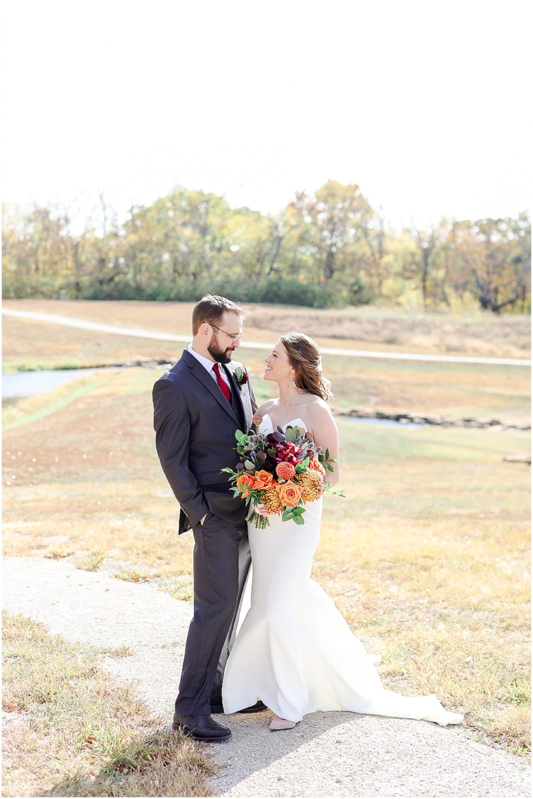 Lux Fall Floral Wedding Photography at Eagles Landing at Lake Olathe | Wedding Photographer Mariam Saifan Photography | Fall Wedding Theme | Different Color Bridesmaids Dresses | Flat Lays | Pretty Details | Photography Education | Wild Hill Flowers | Good Earth Floral | Kansas City Wedding Planners