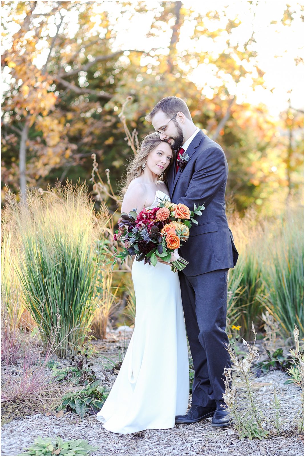 Lux Fall Floral Wedding Photography at Eagles Landing at Lake Olathe | Wedding Photographer Mariam Saifan Photography | Fall Wedding Theme | Different Color Bridesmaids Dresses | Flat Lays | Pretty Details | Photography Education | Wild Hill Flowers | Good Earth Floral | Kansas City Wedding Planners