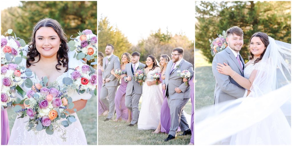 Wedding at Venue at Willow Creek with lavender bridesmaids dresses by Kansas City Wedding Photography