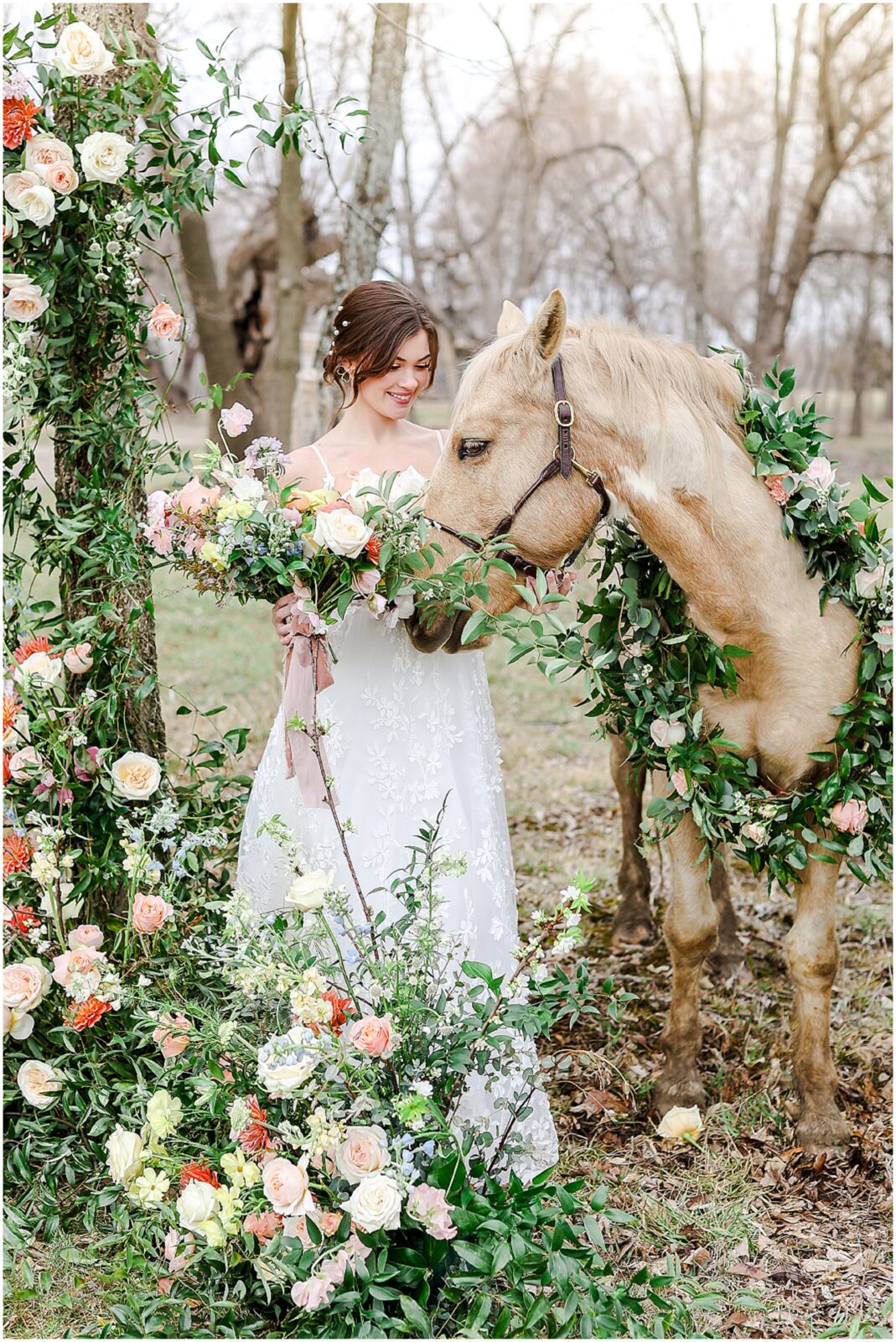 bridal photos with horse kansas 