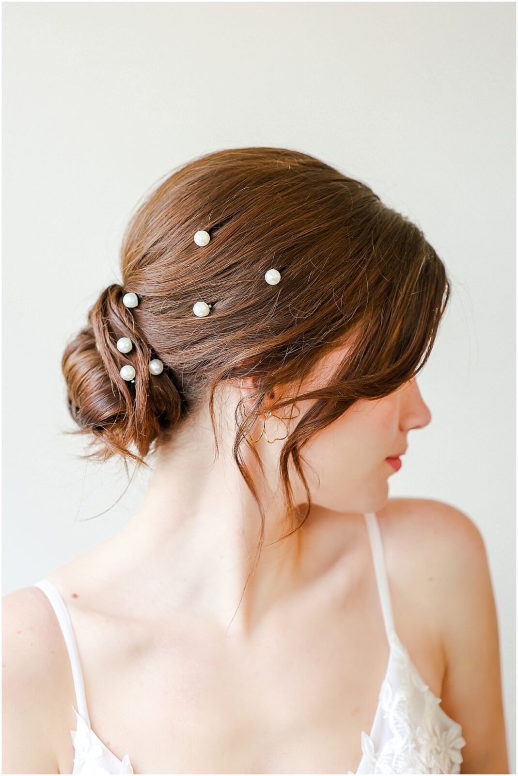 bridal hair with beads - Kansas city wedding and engagement photographer - family photos spring kansas 