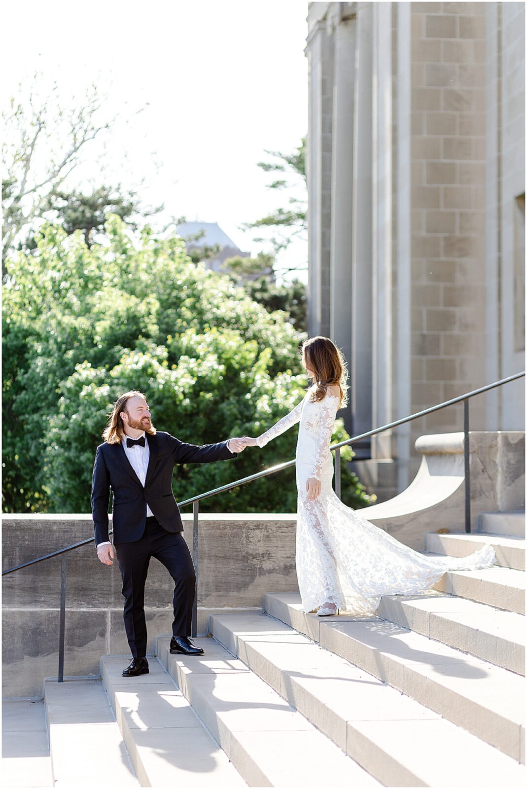 Kansas City Luxury Wedding Photos | Loews Kanasas City | WHere to Take Photos | Engagement Photographer | Olvie Lace Wedding Dress & Bella Belle Shoes