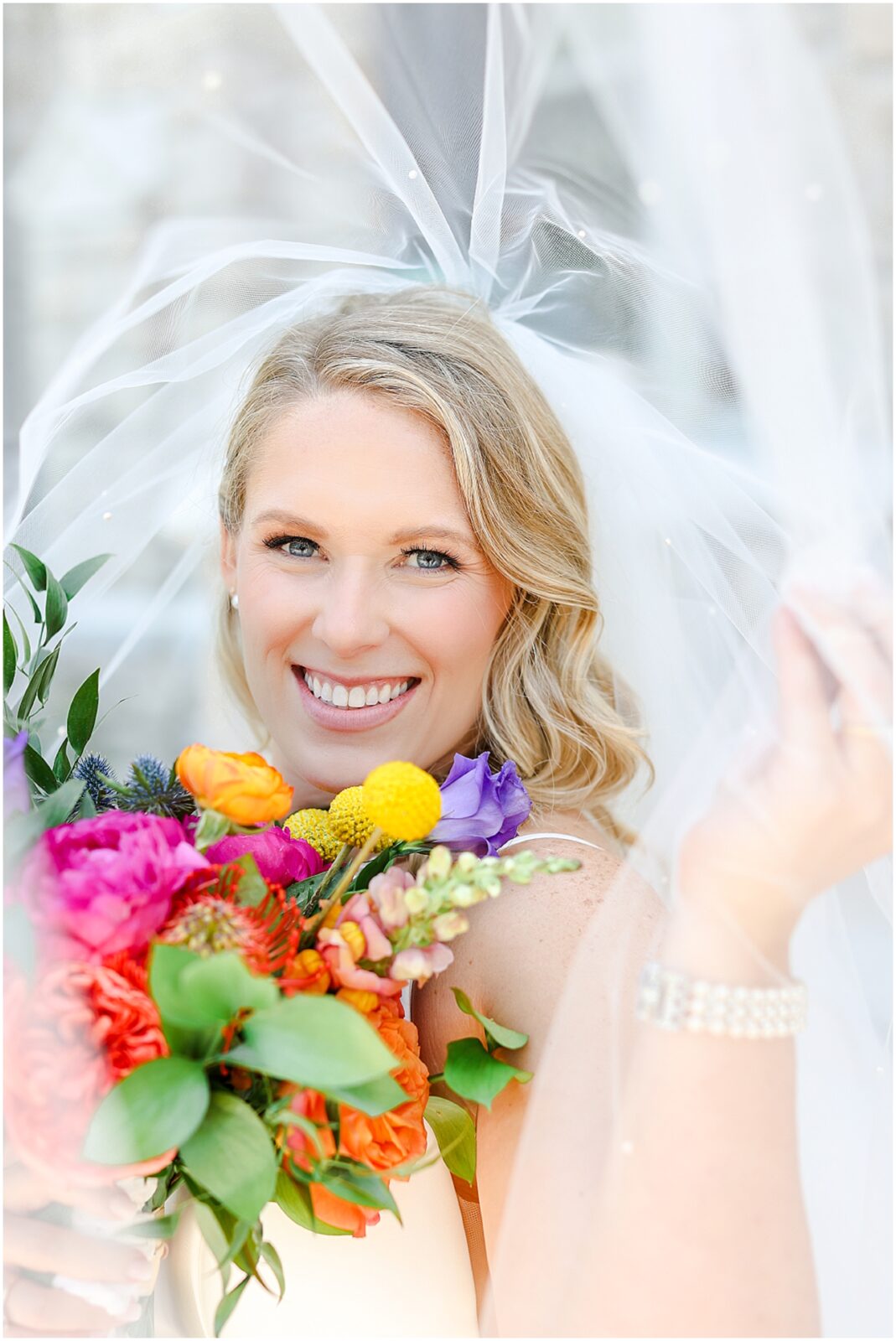 wedding veil Colorful Summer Wedding in Kansas City at the Loose Park Rose Garden and 2016 Main Wedding Venue | Photos by Mariam Saifan Photography | Kansas City Wedding Photographer | Gorgeous PInk Flowers | Stunning Luxury Wedding Photos | Martha Stewart Weddings | Vogue Weddings | Destination Wedding Photographer | Pink Bridal Party Dresses & Colorful Wedding Flowers 