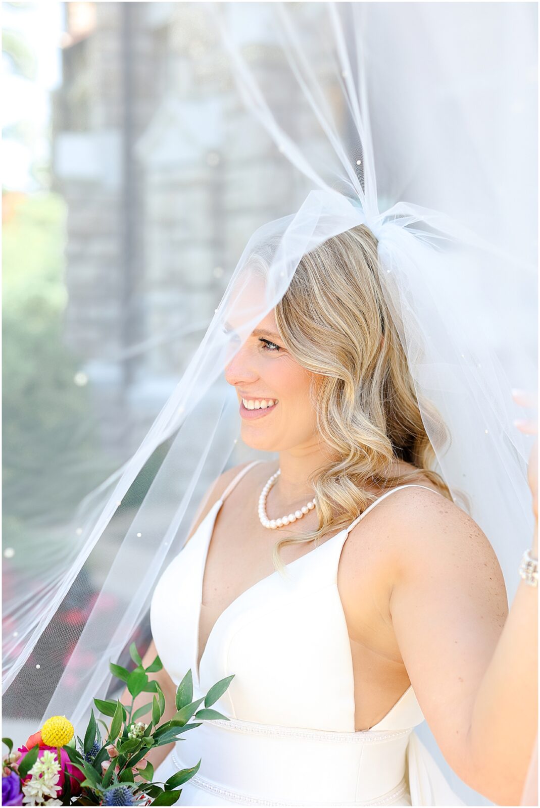 epic wedding veil photos | Colorful Summer Wedding in Kansas City at the Loose Park Rose Garden and 2016 Main Wedding Venue | Photos by Mariam Saifan Photography | Kansas City Wedding Photographer | Gorgeous PInk Flowers | Stunning Luxury Wedding Photos | Martha Stewart Weddings | Vogue Weddings | Destination Wedding Photographer | Pink Bridal Party Dresses & Colorful Wedding Flowers 