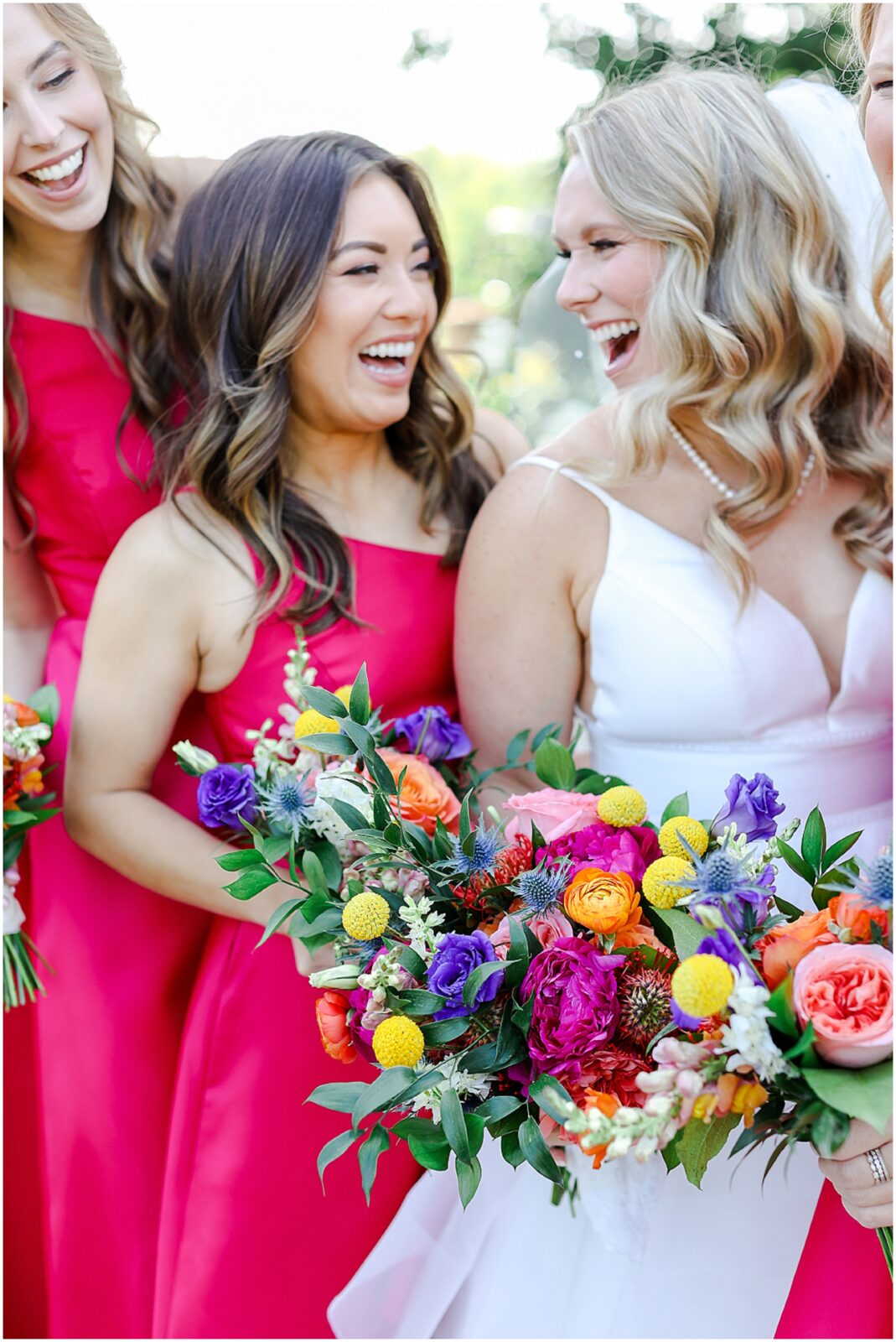 happy bridal party kansas city laughing, joyful, colorful bride