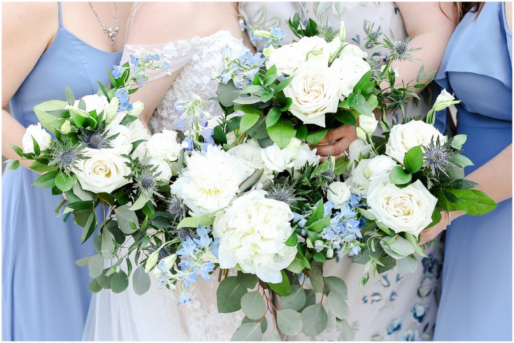 blue and white bridesmaids dresses 