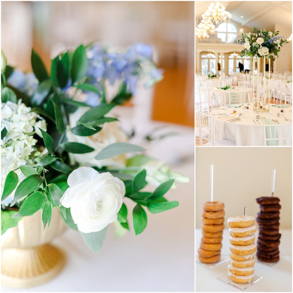 happy bridal party photos at the hawthorne house with blue and white flowers and theme - kansas city wedding photographer mariam saifan