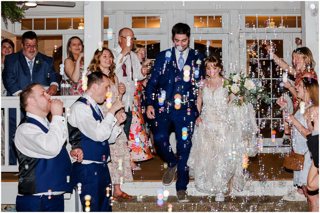 grand exit for wedding with bubbles 