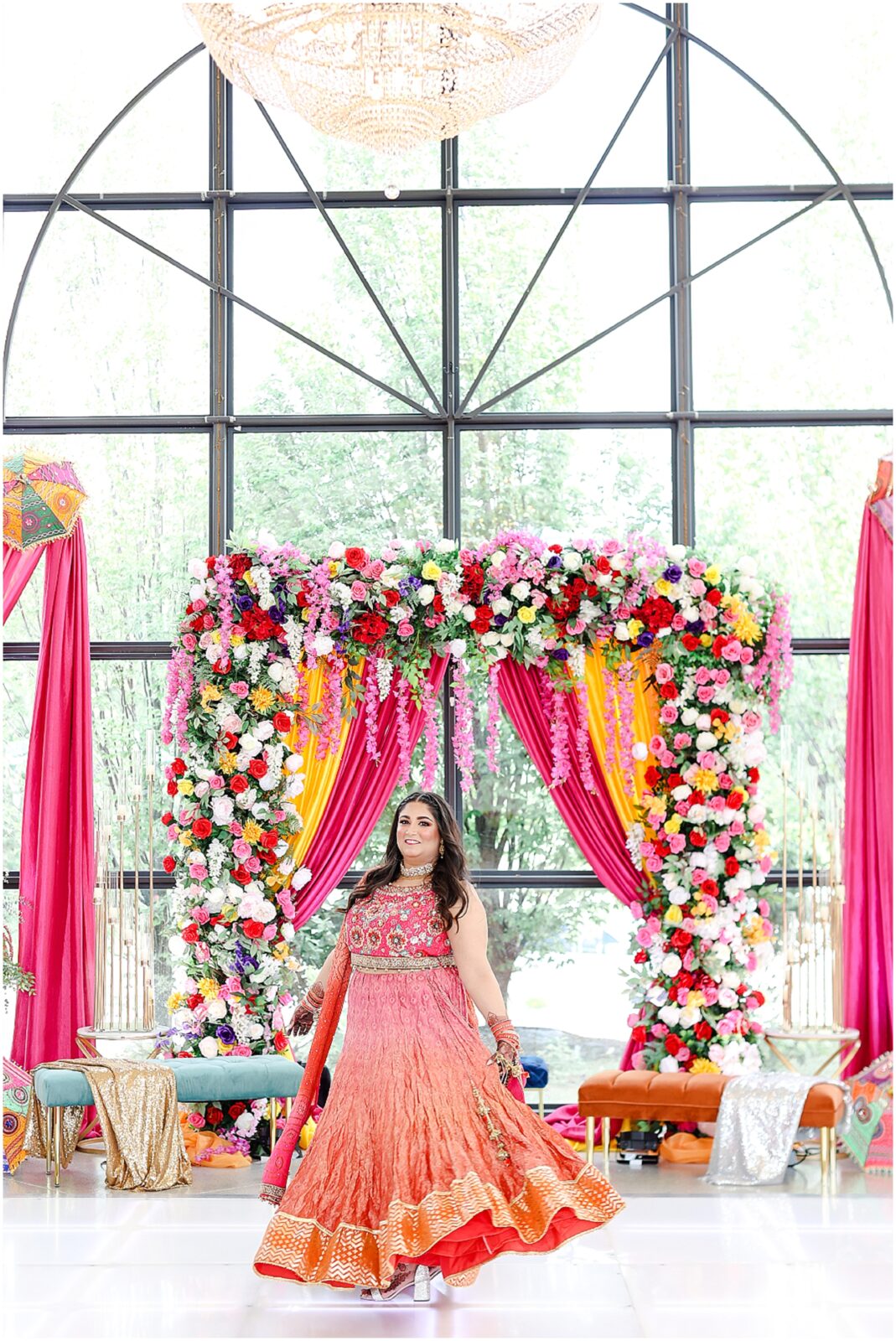 Indian Wedding Sangeet Party at Avent Orangery by Mariam Saifan Photography | Kansas City & STL Indian Wedding Photographer | Colorful Sangeet Decoration Ideas | Wedding at Avent Orangery 