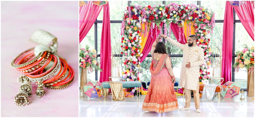 Indian Wedding Sangeet Party at Avent Orangery by Mariam Saifan Photography | Kansas City & STL Indian Wedding Photographer | Colorful Sangeet Decoration Ideas | Wedding at Avent Orangery 