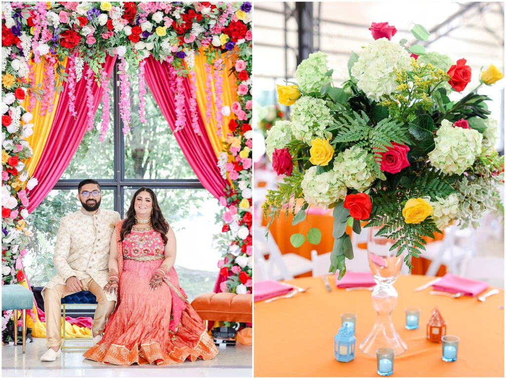 Indian Wedding Sangeet Party at Avent Orangery by Mariam Saifan Photography | Kansas City & STL Indian Wedding Photographer | Colorful Sangeet Decoration Ideas | Wedding at Avent Orangery 