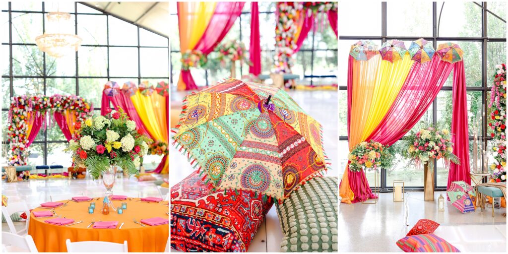 Indian Wedding Sangeet Party at Avent Orangery by Mariam Saifan Photography | Kansas City & STL Indian Wedding Photographer | Colorful Sangeet Decoration Ideas | Wedding at Avent Orangery 