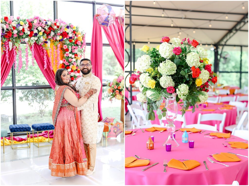 Indian Wedding Sangeet Party at Avent Orangery by Mariam Saifan Photography | Kansas City & STL Indian Wedding Photographer | Colorful Sangeet Decoration Ideas | Wedding at Avent Orangery 