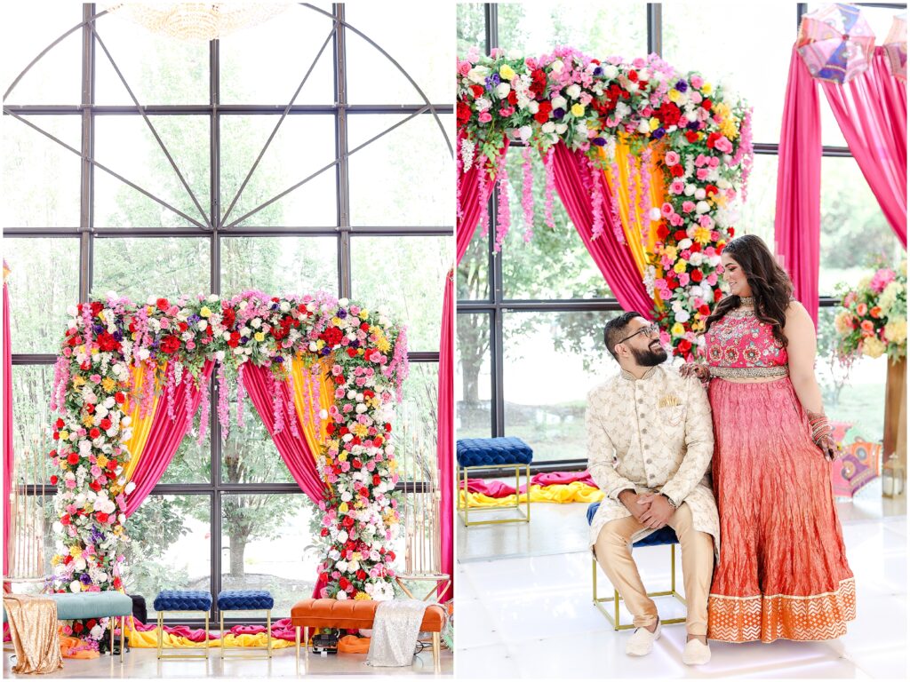 Indian Wedding Sangeet Party at Avent Orangery by Mariam Saifan Photography | Kansas City & STL Indian Wedding Photographer | Colorful Sangeet Decoration Ideas | Wedding at Avent Orangery 