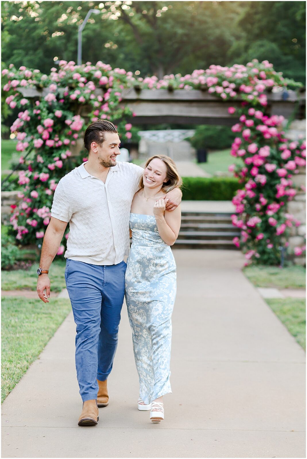 Stunning Romantic Engagement Photos in Kansas City with Light & Airy Vibrant Colors at a Rose Garden in Loose Park and the Nelson Atkins Museum | Isabelle & Collyn | KC Wedding and Engagement Photographer Mariam Saifan Photography