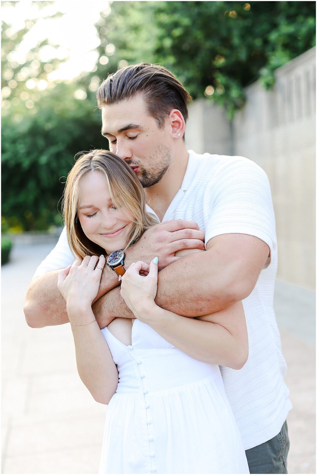 Stunning Romantic Engagement Photos in Kansas City with Light & Airy Vibrant Colors at a Rose Garden in Loose Park and the Nelson Atkins Museum | Isabelle & Collyn | KC Wedding and Engagement Photographer Mariam Saifan Photography