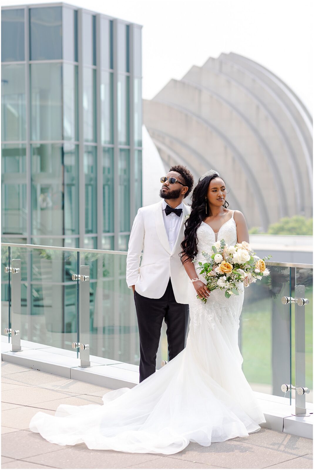 Kansas City Wedding Photography for an Ethopian King & Queen | KC Wedding Photographer Mariam Saifan Photography | Loews Hotel Kansas City & Kauffman Center | Engagement Photos | Where to Take Photos in KC | Overland Park Indian Wedding Photographer | Black Wedding | Lace Wedding Dress and White Wedding Attire